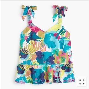 ❌FINAL❌NWT  J. CREW TIE SHOULDER PEPLUM TOP